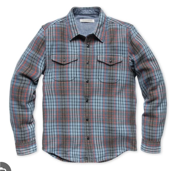 Blue and Red Plaid Button-Up Shirt Women's Flannel Blanket Shirt - Picture 1 of 5